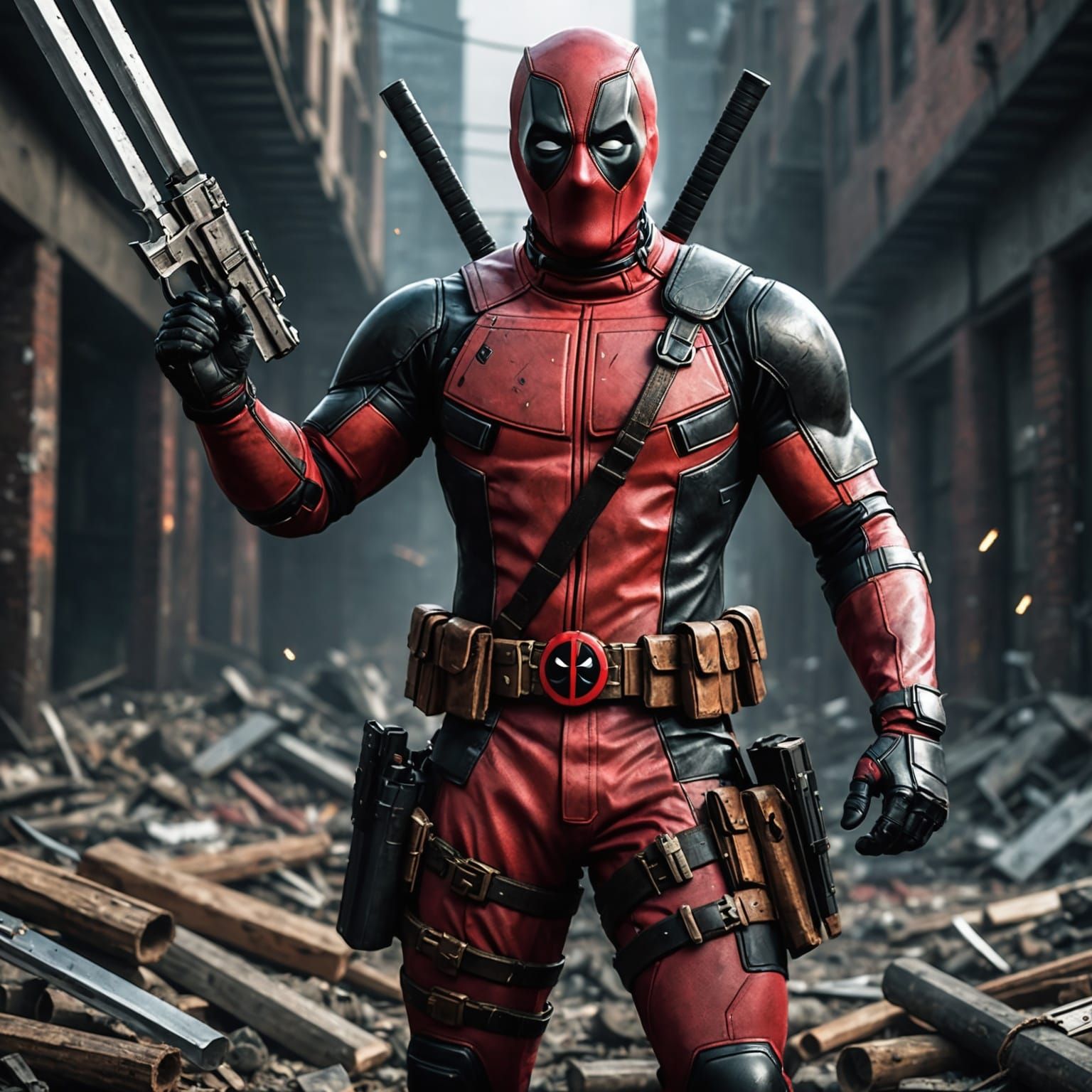 Deadpool in Action: Detailed Matte Painting