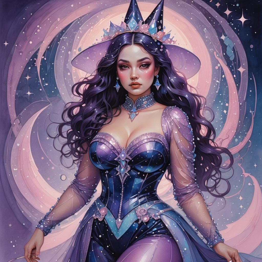 Curvy Witch in Pastel Dreamscape