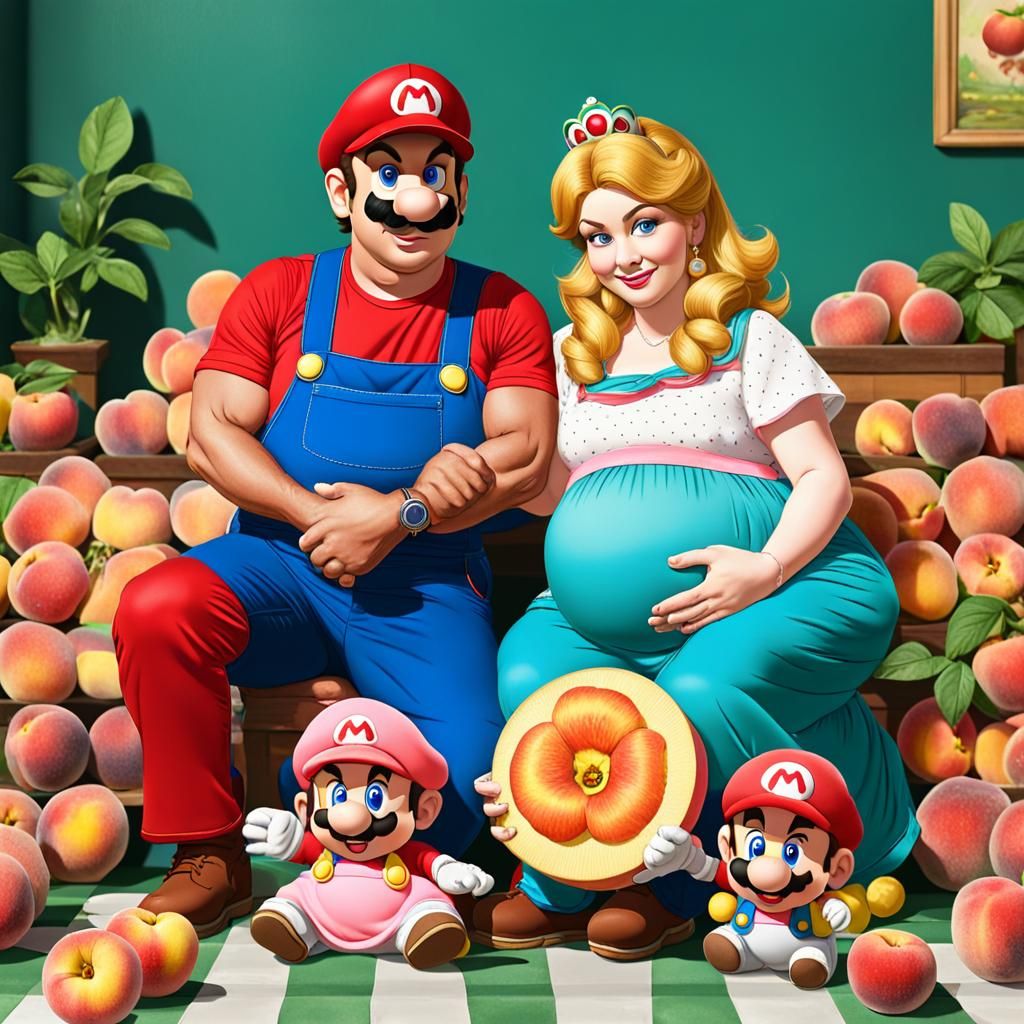 Lucky Mario and Pregnant Princess Peach