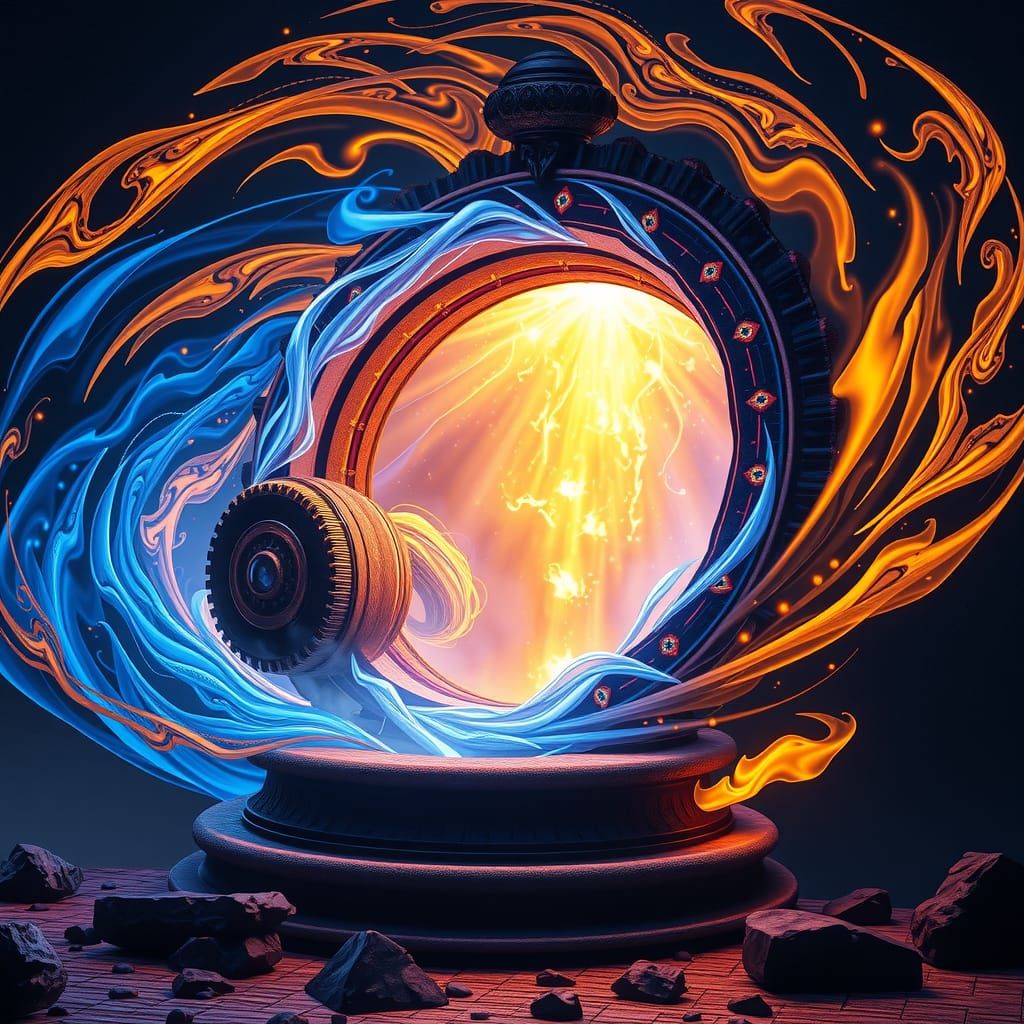 Mystical Portal with Vibrant Energy, Digital Art