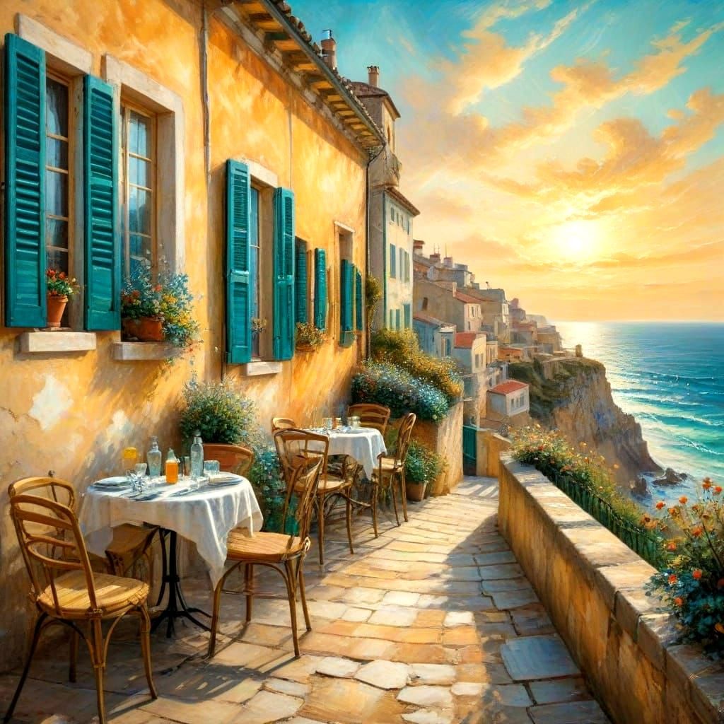 Mediterranean Homes and Cafe at Golden Hour