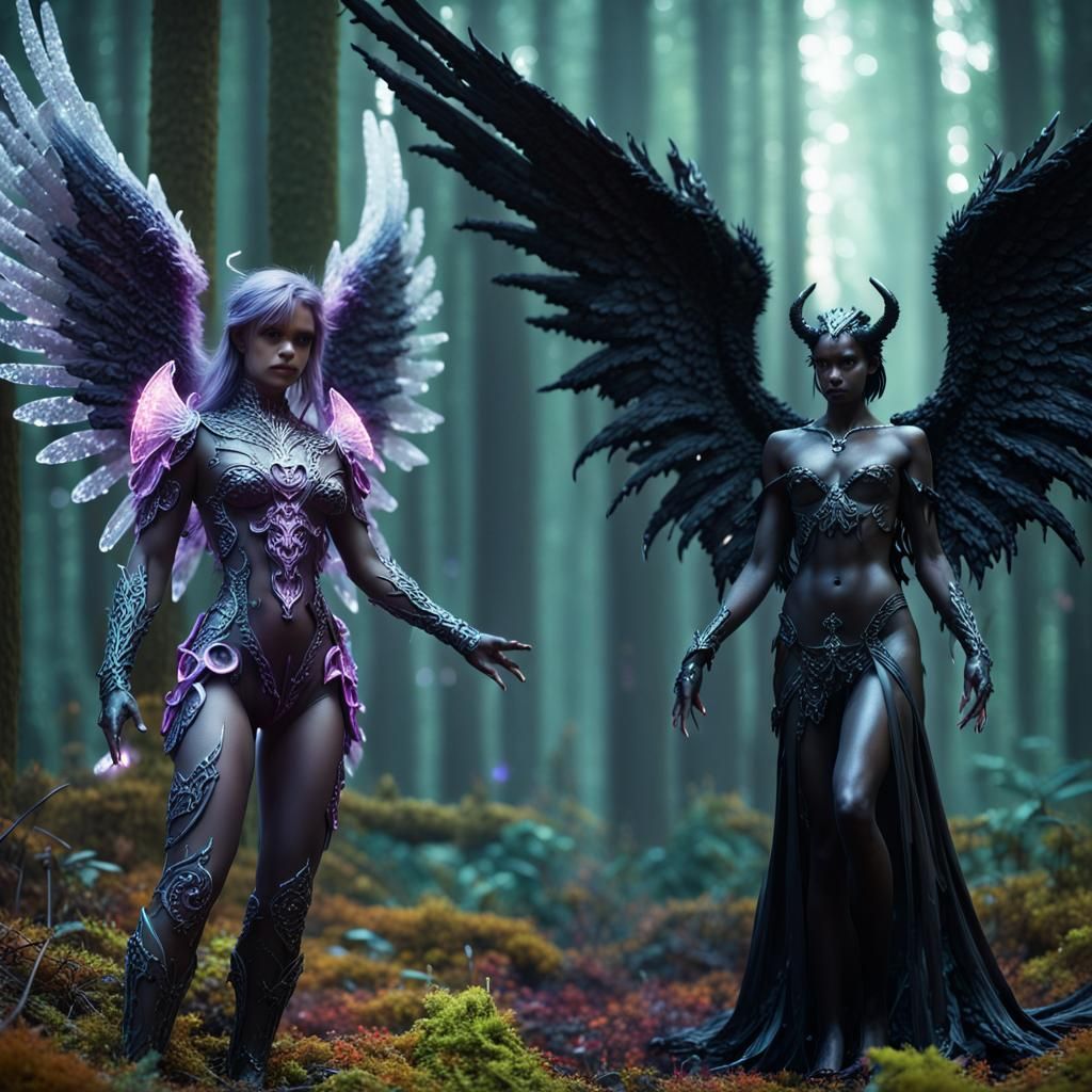 Angelic Light and Demonic Darkness in Crystalline Forest