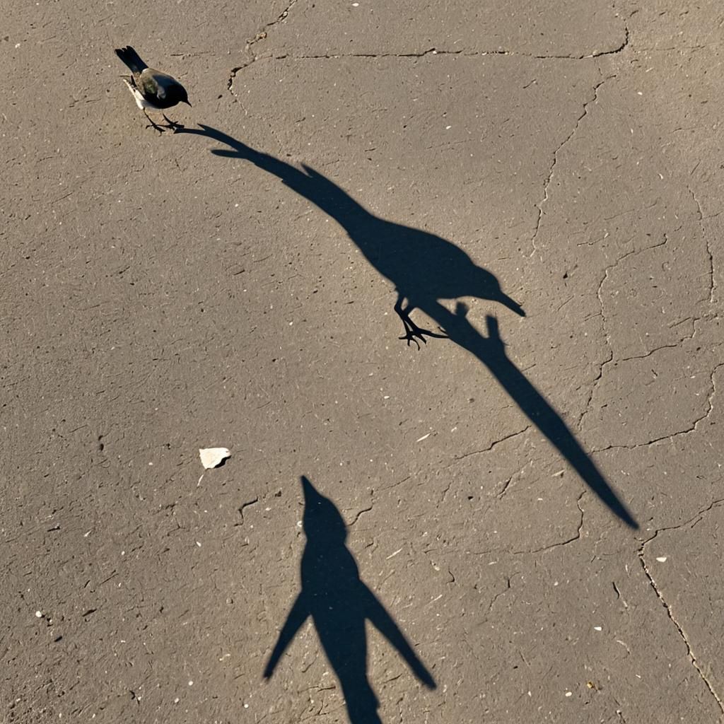 Bird Plays with Shadow: A Moment of Joy