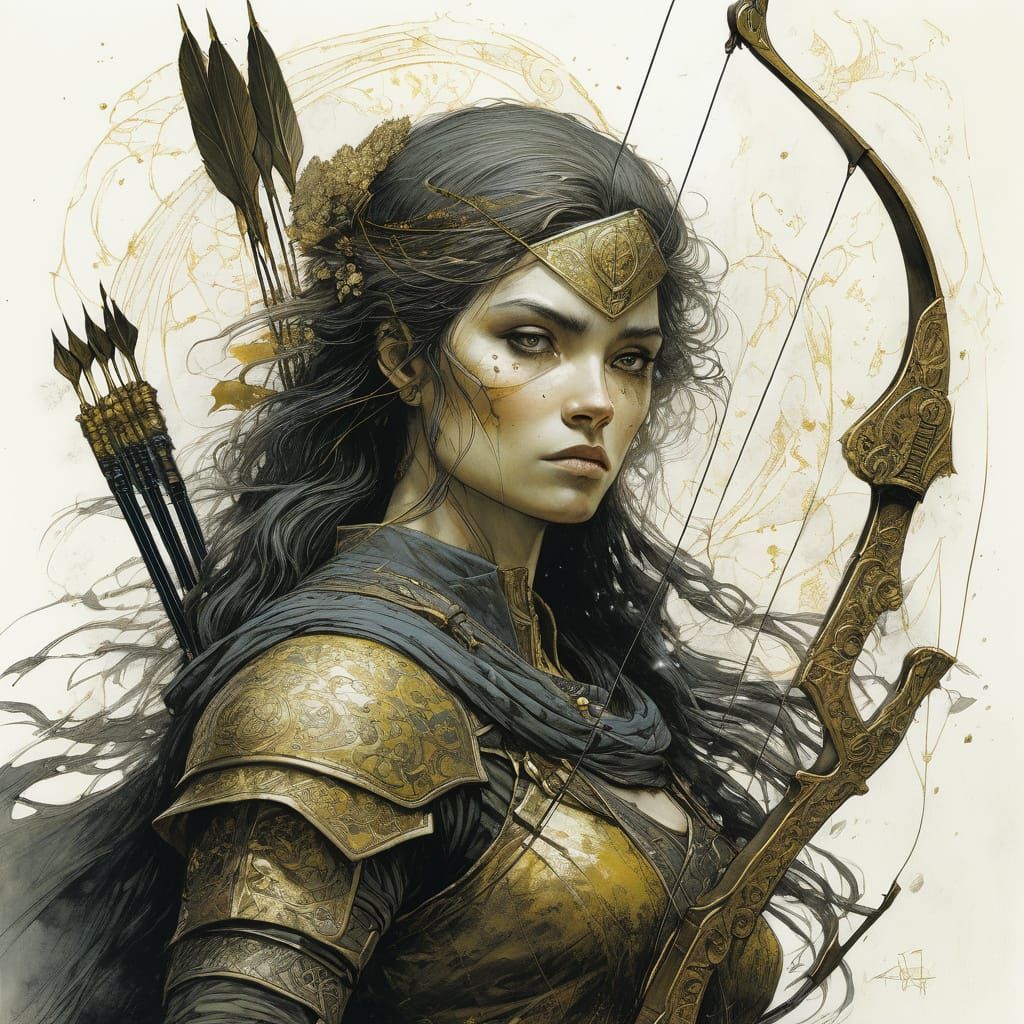 Detailed Female Archer Illustration