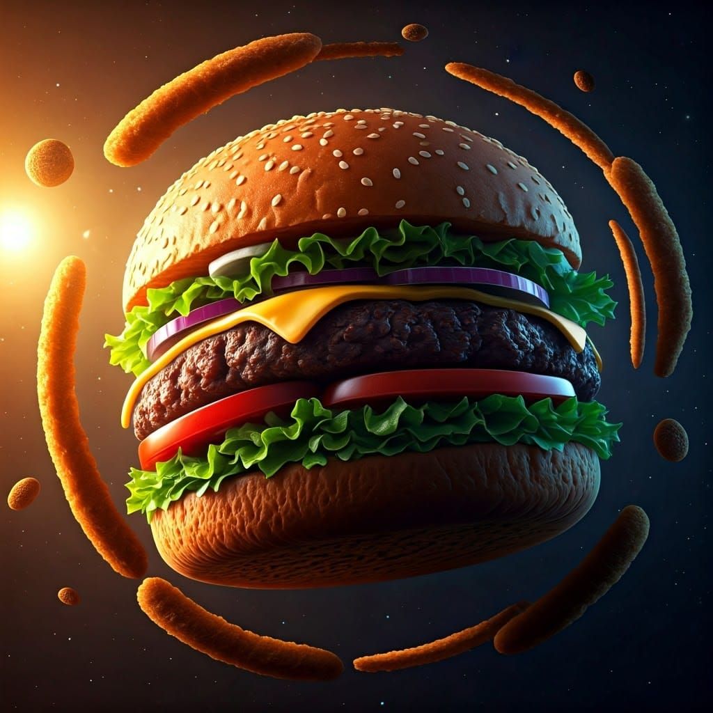 Burger Planet with Onion Ring Asteroids