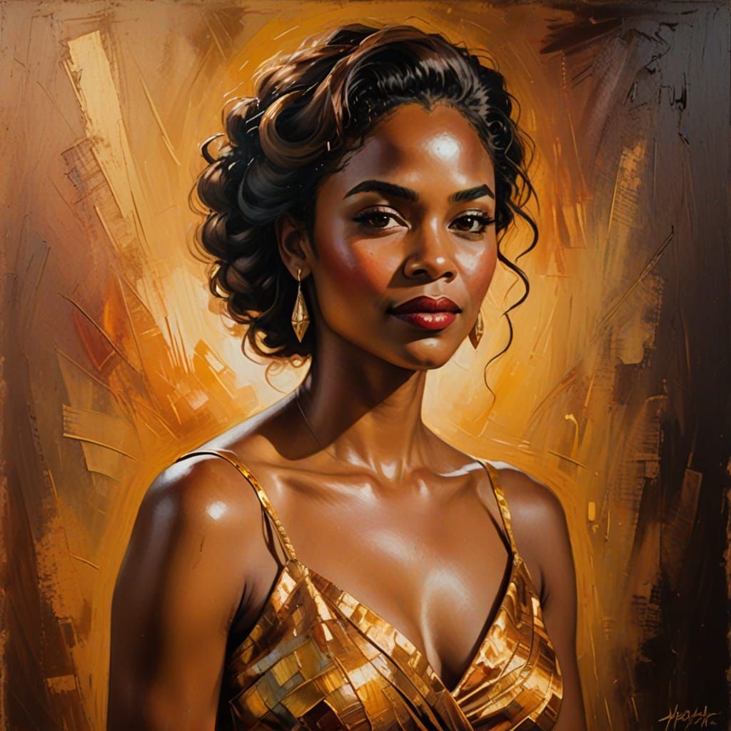 Passionate Creole Woman in Vibrant Dress, Oil Painting