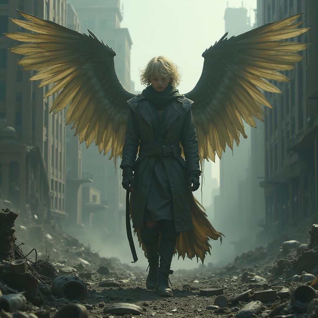 Fallen Angel Lost in a Ruined Apocalypse