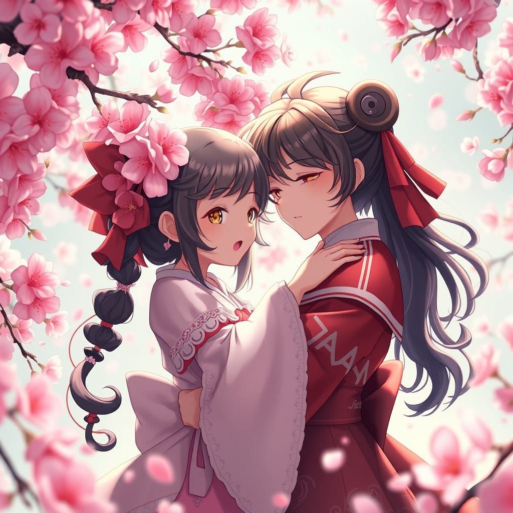 Whimsical Cherry Blossom Anime Romance