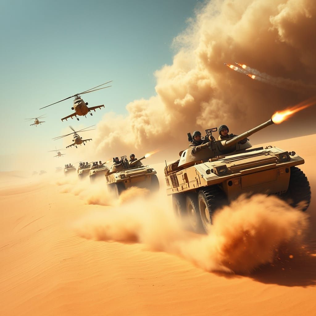 Dystopian Desert Warfare in High-Contrast Color