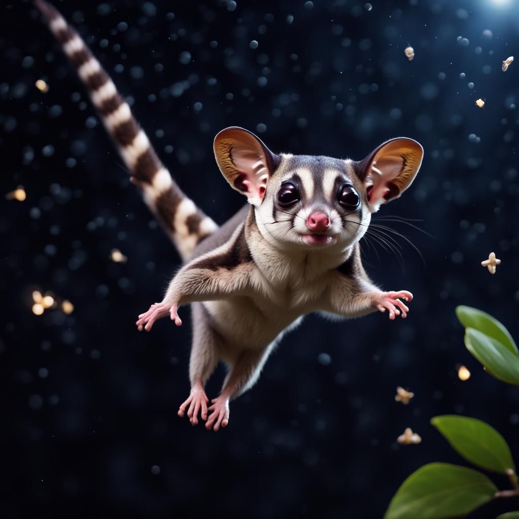 Sugar Glider in Dreamy Night Scene