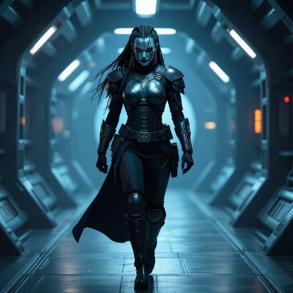 Klingon Security Officer on Futuristic Space Station