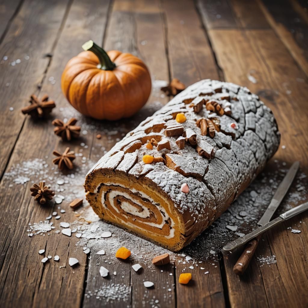 Pumpkin Log Fine Dining Food Photography in 8k