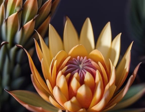 Hyperrealistic Proteas Flower Portrait: Detailed Botanical A...