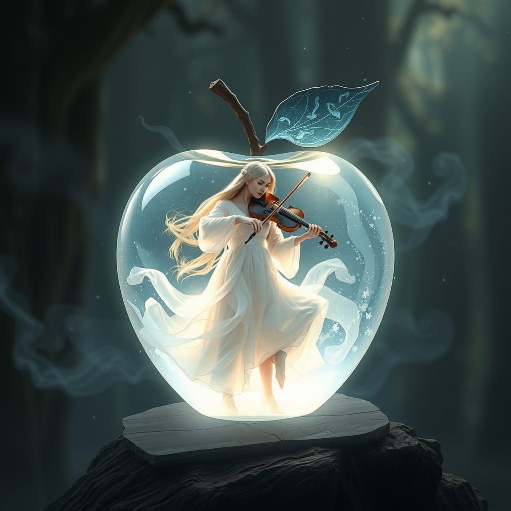 Crystalline Apple Reveals Ethereal Violinist