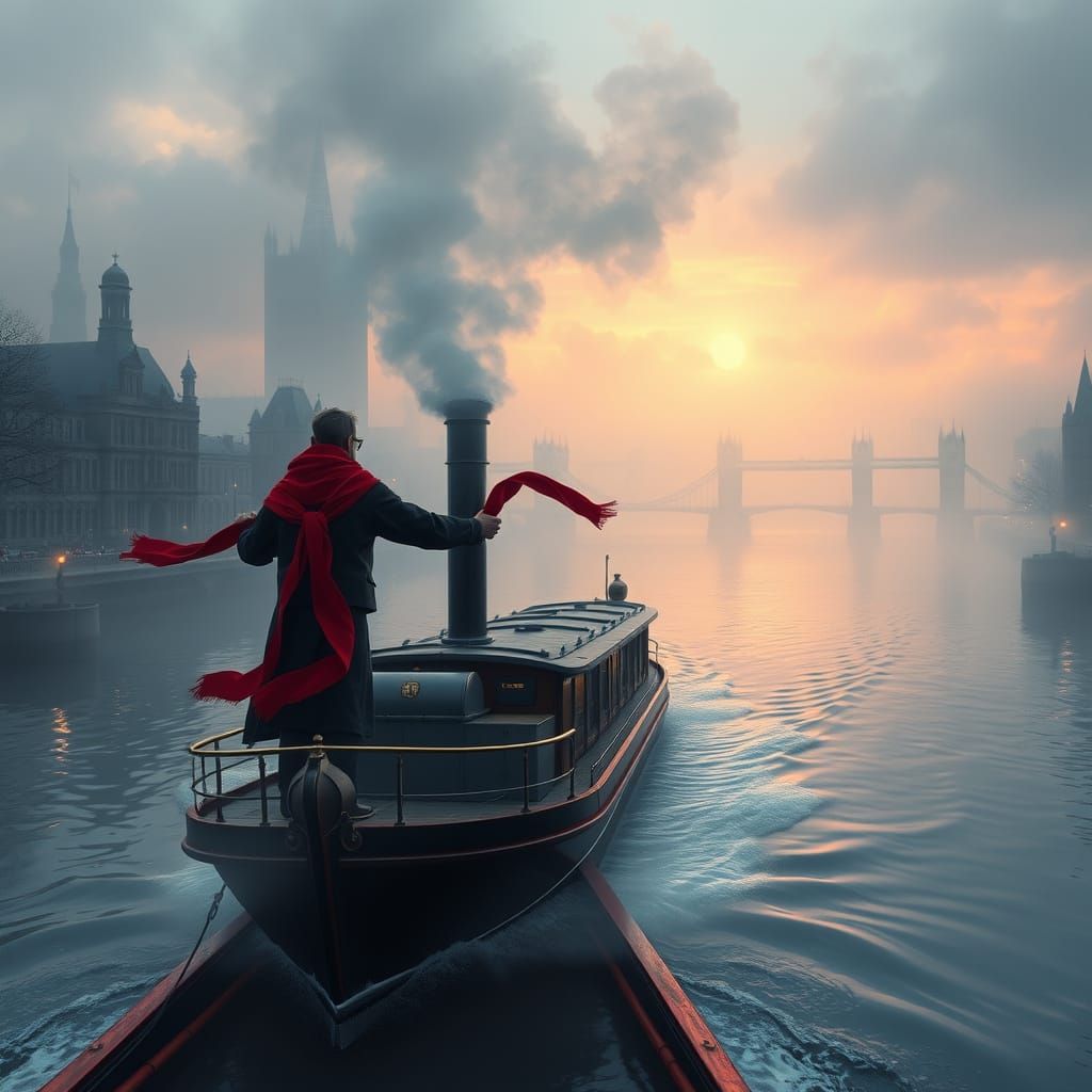 Mystical Steamer Chugs Along London Canal in Vibrant Red
