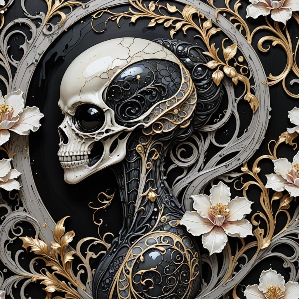 Art Nouveau Xenomorph in Forgotten Dreamscape