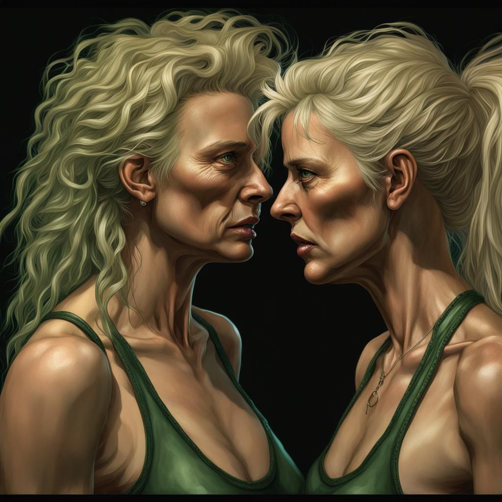 Hyperrealistic Women in Dark Prison Cell