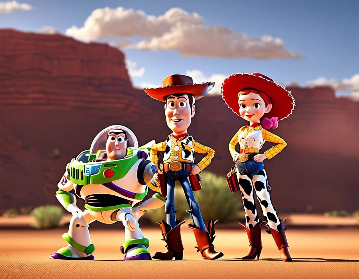 Toy Story's Woody and Jessie in Desert CGI