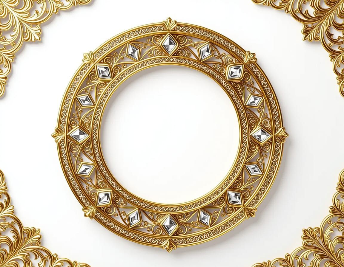 Luxurious Round Frame with Gold and Silver Filigree