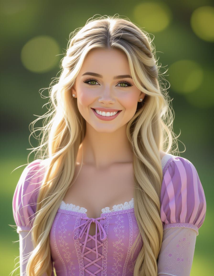 Rapunzel Letting Down Her Hair in Photo-Realistic Style