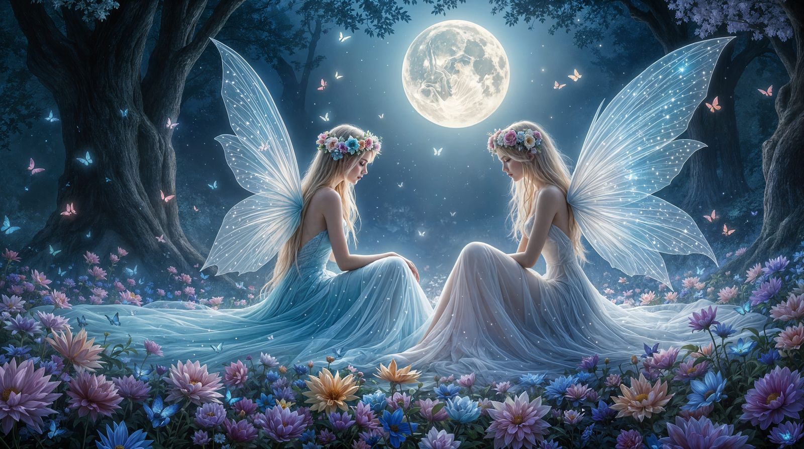 Moonlit Enchantress Forest in Hyperrealistic Style