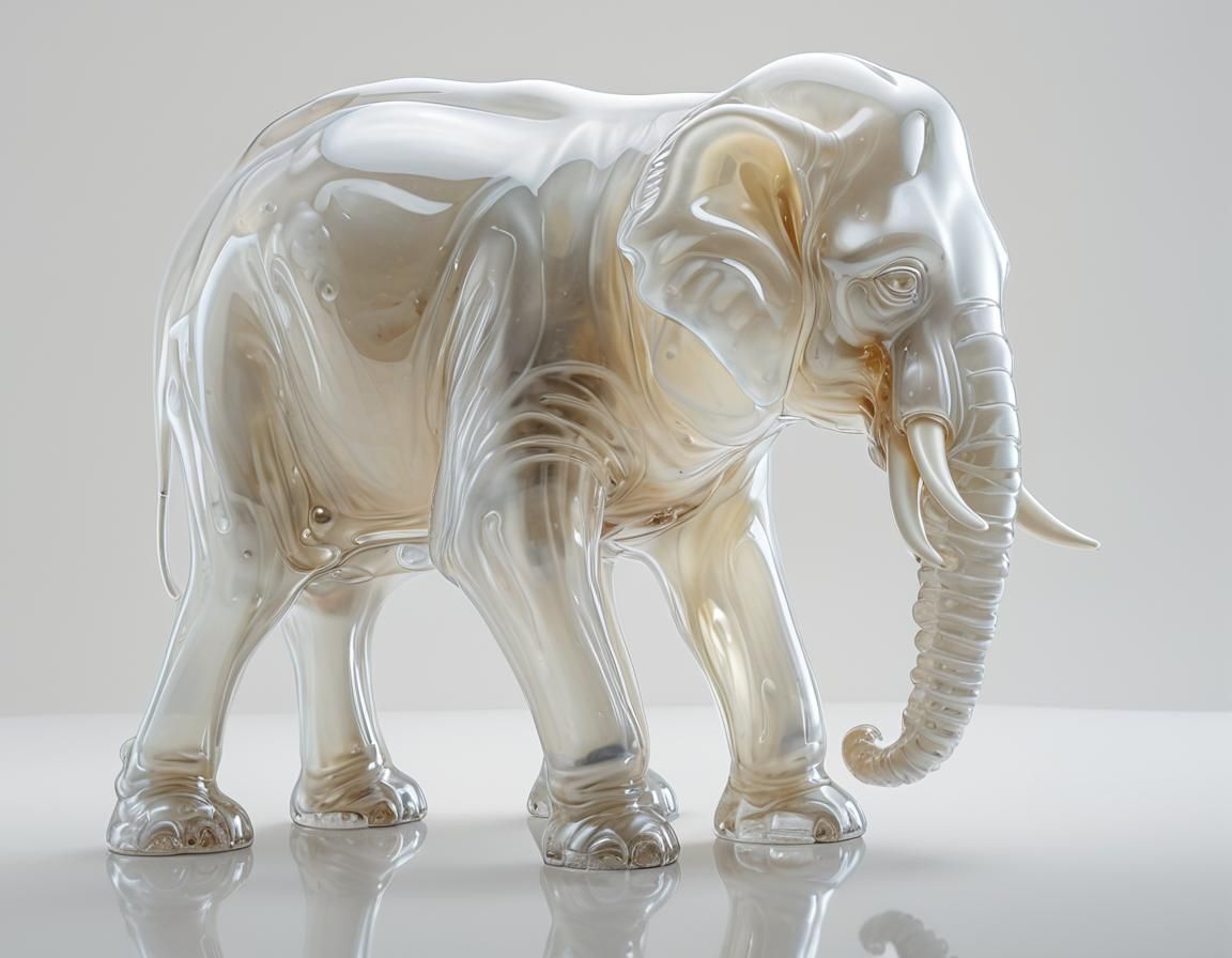 Surreal Jelly Elephant Statue in Hyper-Realistic Style