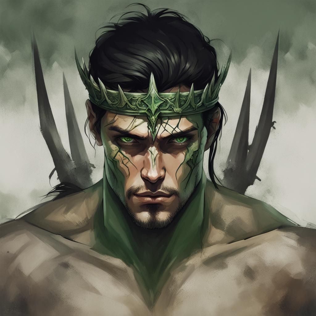 Warrior with Bone Crown in Hell Portrait