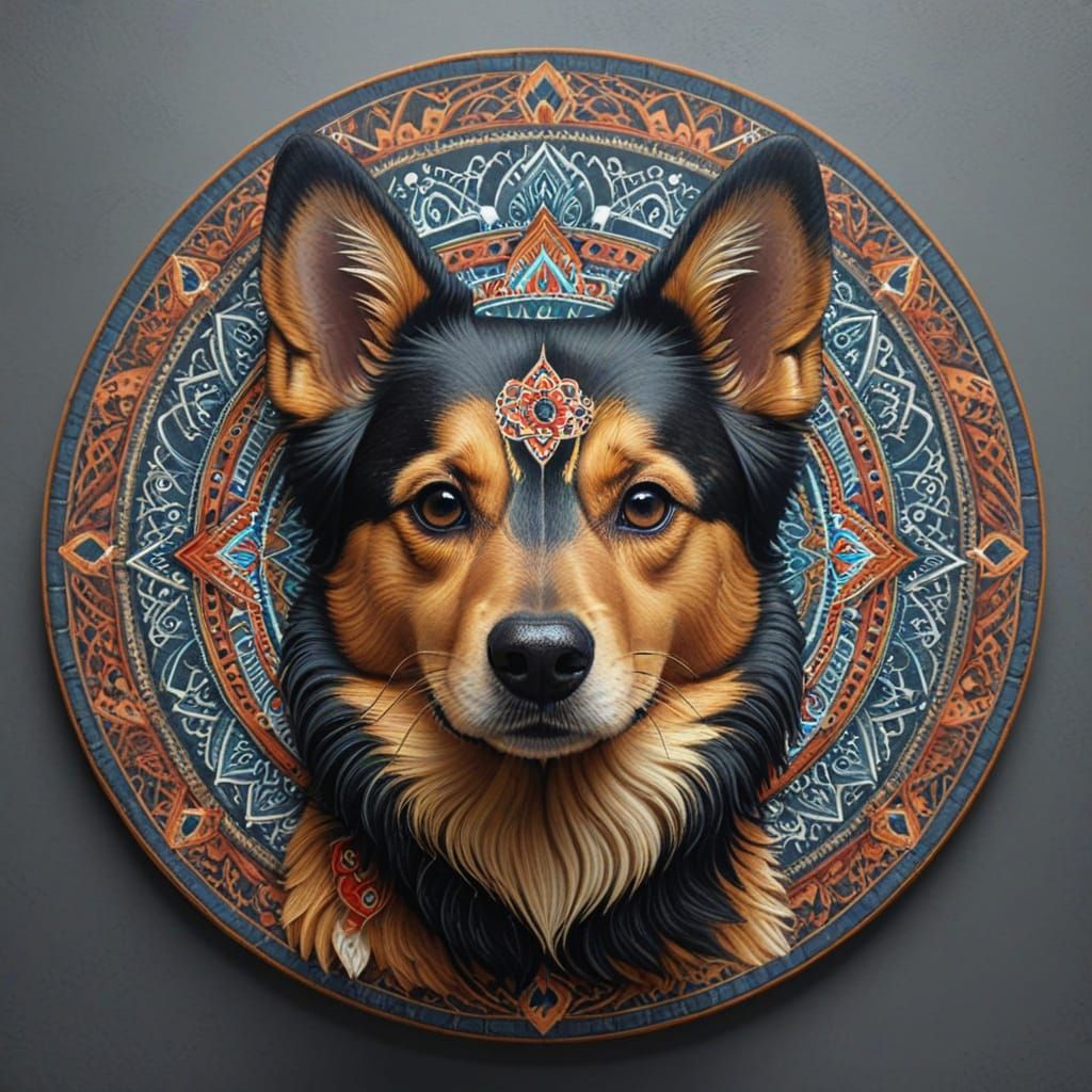 Dog Mandala: Intricate and Colorful Design