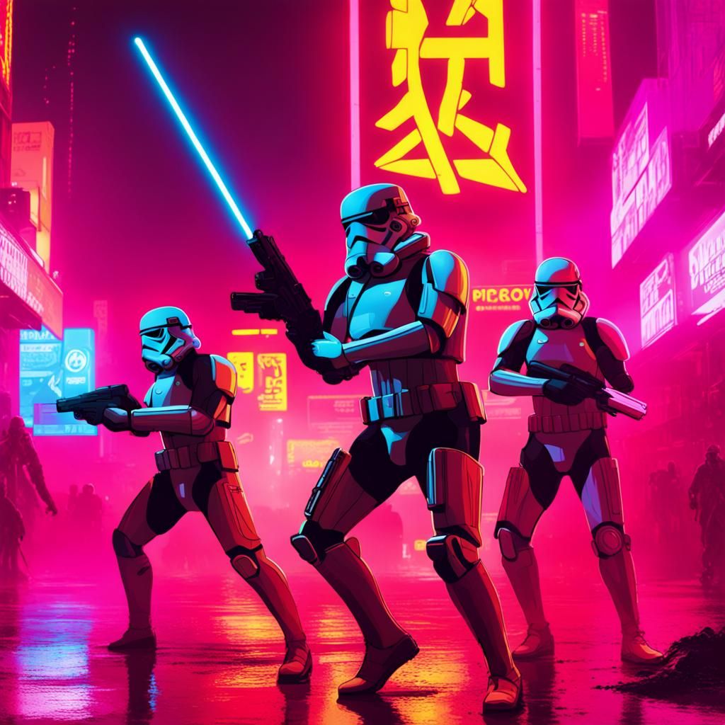 Stormtroopers in Cyberpunk War Scene