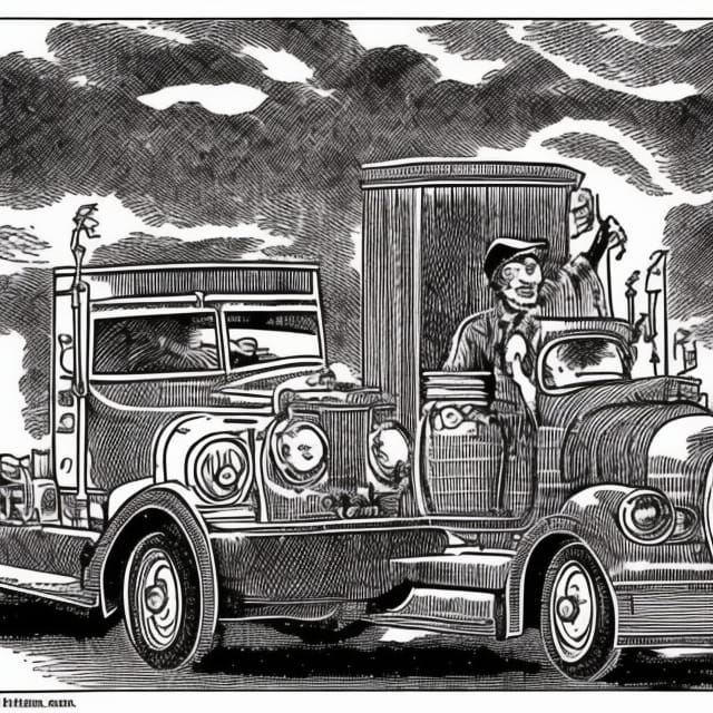 Vintage Comic Art: Old Trucker in R. Crumb Style