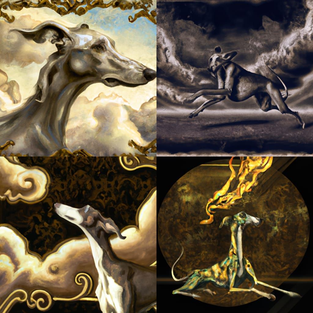 Intricate Greyhound in Renaissance Rococo Style