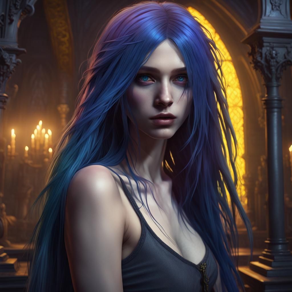 Emo Girl in Dark Fairytale, Digital Art