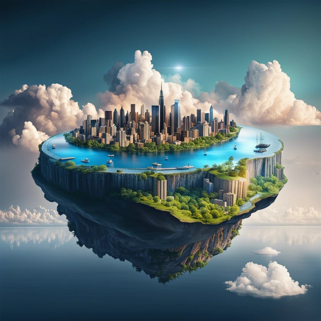 Floating Island City in the Sky