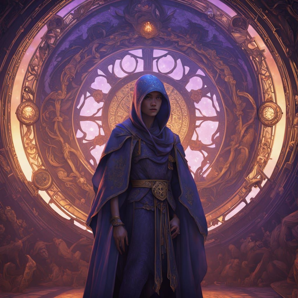 Celestial Navigator on Amethyst Island: Fantasy Art