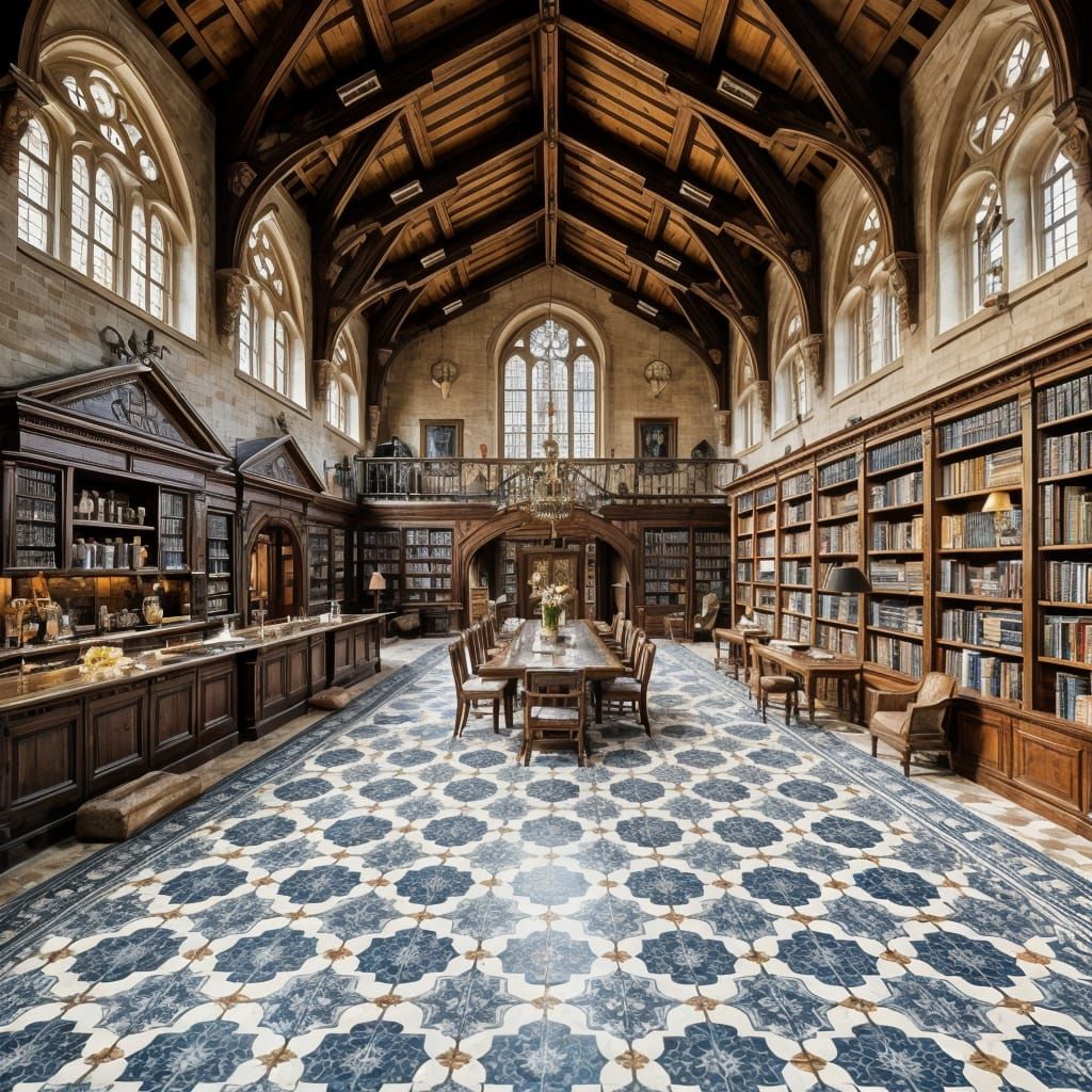 Tudor-Victorian Fusion: Grand Living Space with Bar and Libr...