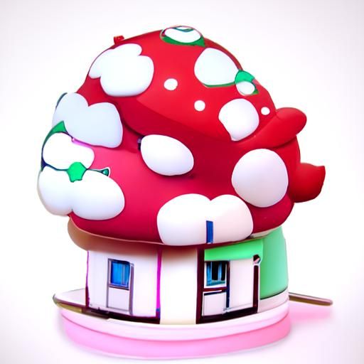 Cute Colorful Kawaii Mushroom House
