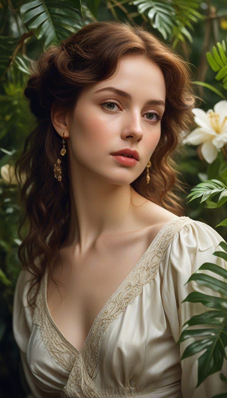 Elegant British Lady in Tropical Oasis
