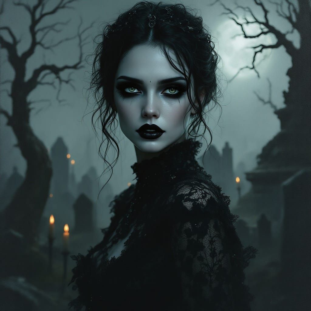 Gothic Beauty in Moonlit Splendor