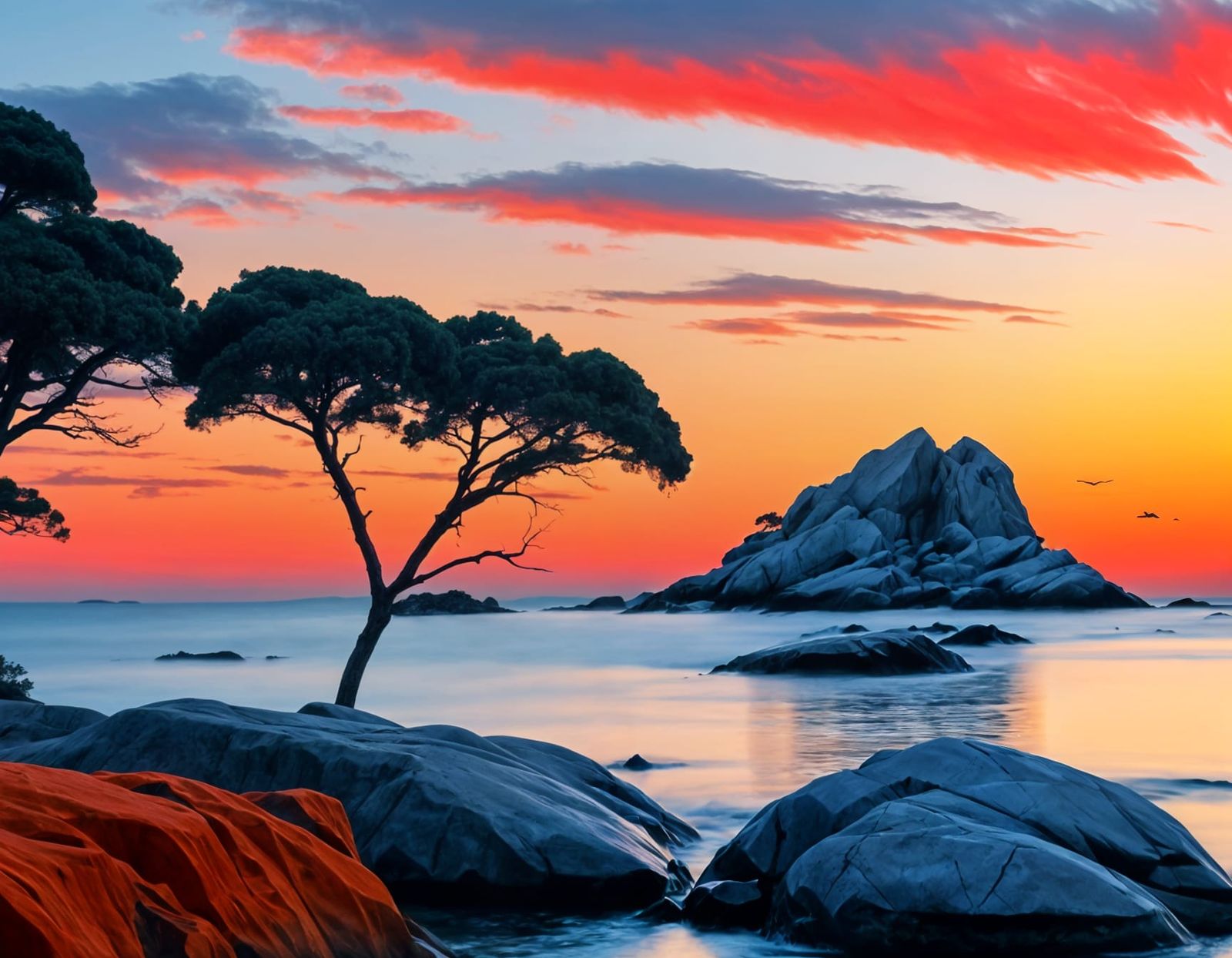 Abstract Sunset Over the Ocean