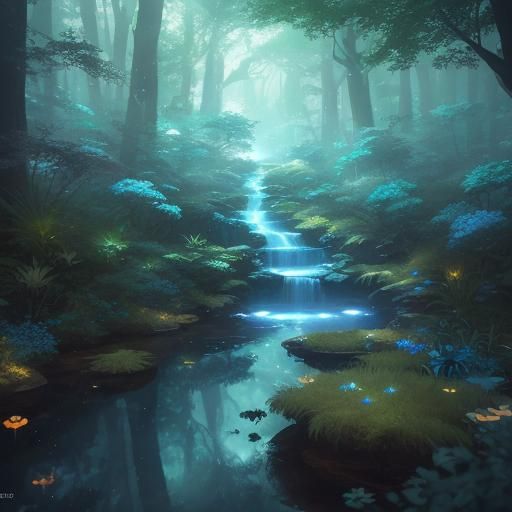 Young Woman Lost in Mythological Forest: 3D Anime Art