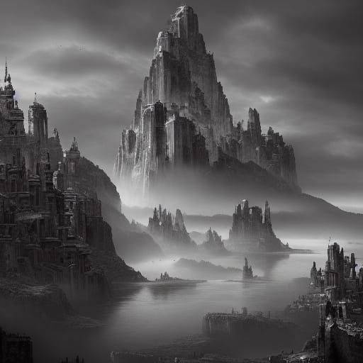Dramatic Monochromatic Digital Matte Painting
