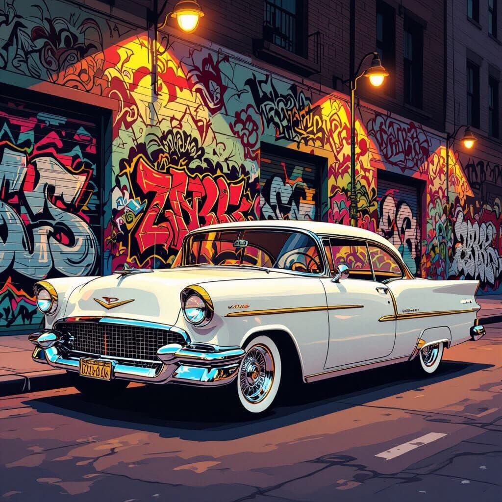 1950s Pearl White Lowrider with Gold Trim