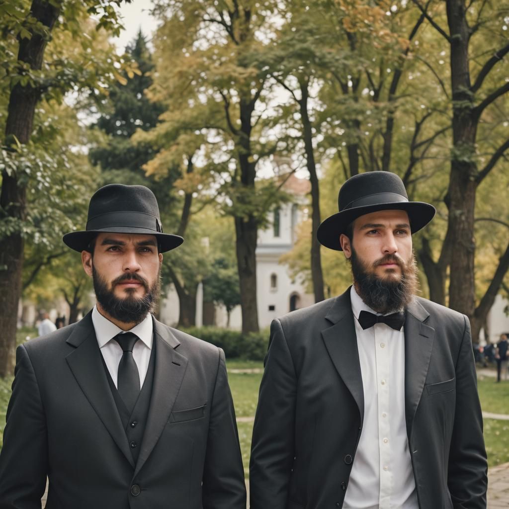 Orthodox Men in Traditional Formal Attire Portrait