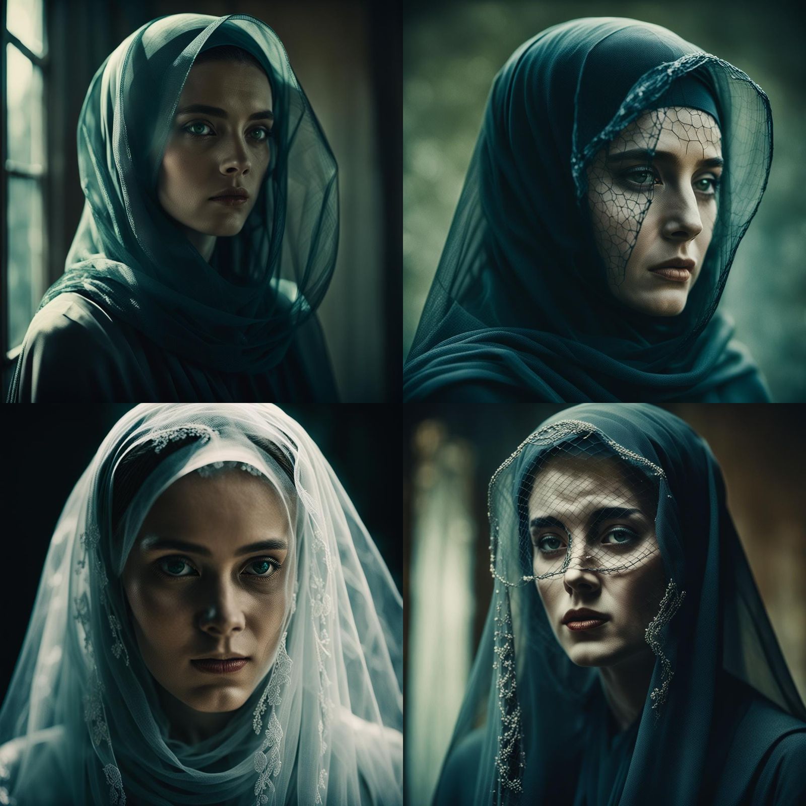 Elegant Veiled Woman: Cinematic Film Still