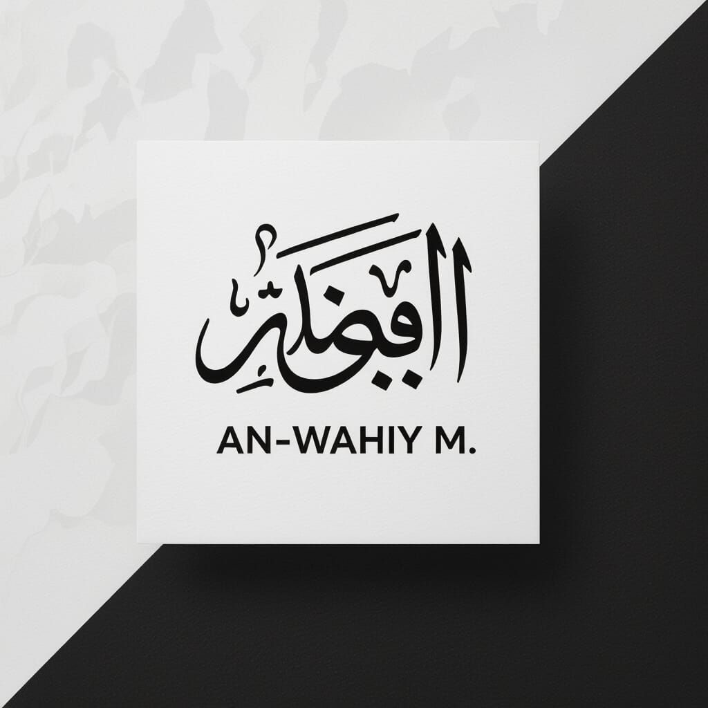 Minimalist Logo Arabic Calligraphy AN-WaHiy M. Black Line Ar...