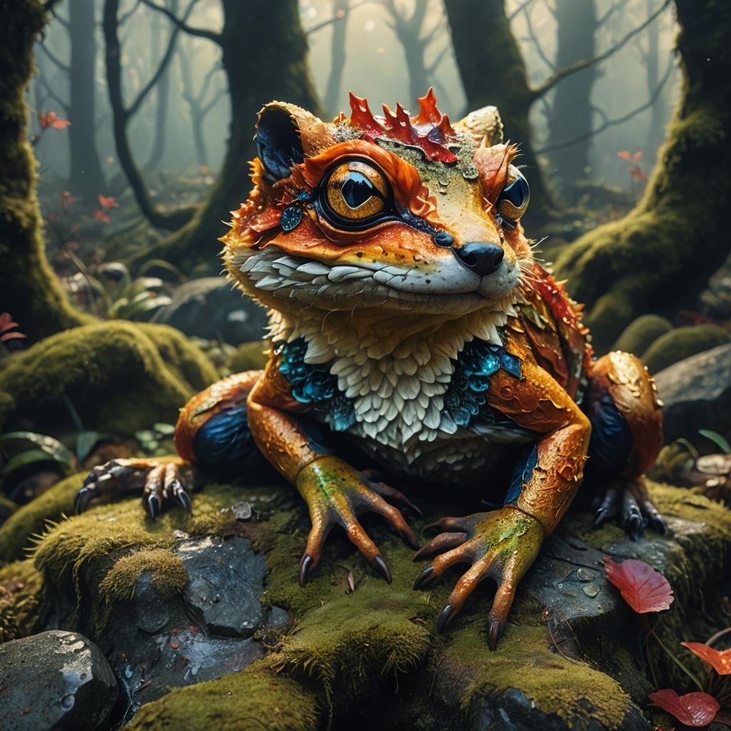 Fox Frog Hybrid in Mystical Forest