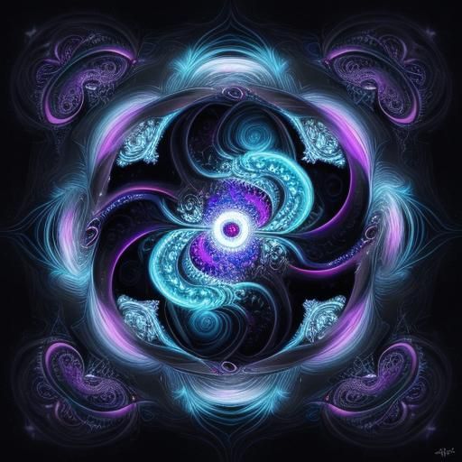 Cosmic Yin Yang Wave in Fractal Art Style