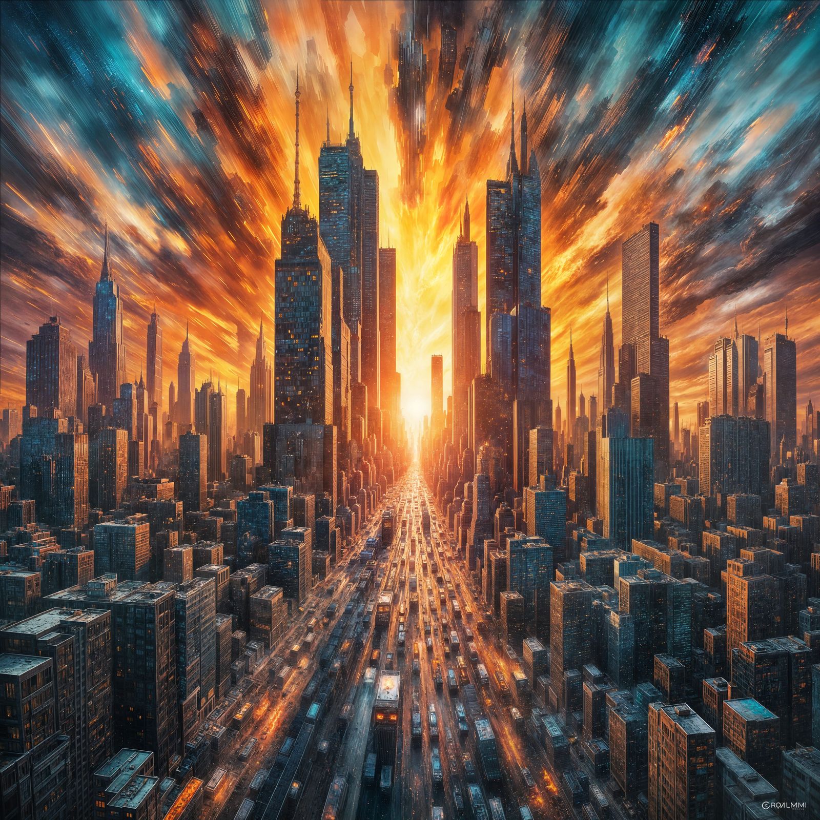 Abstract Darujhistan Skyline with Bone Drip Buildings