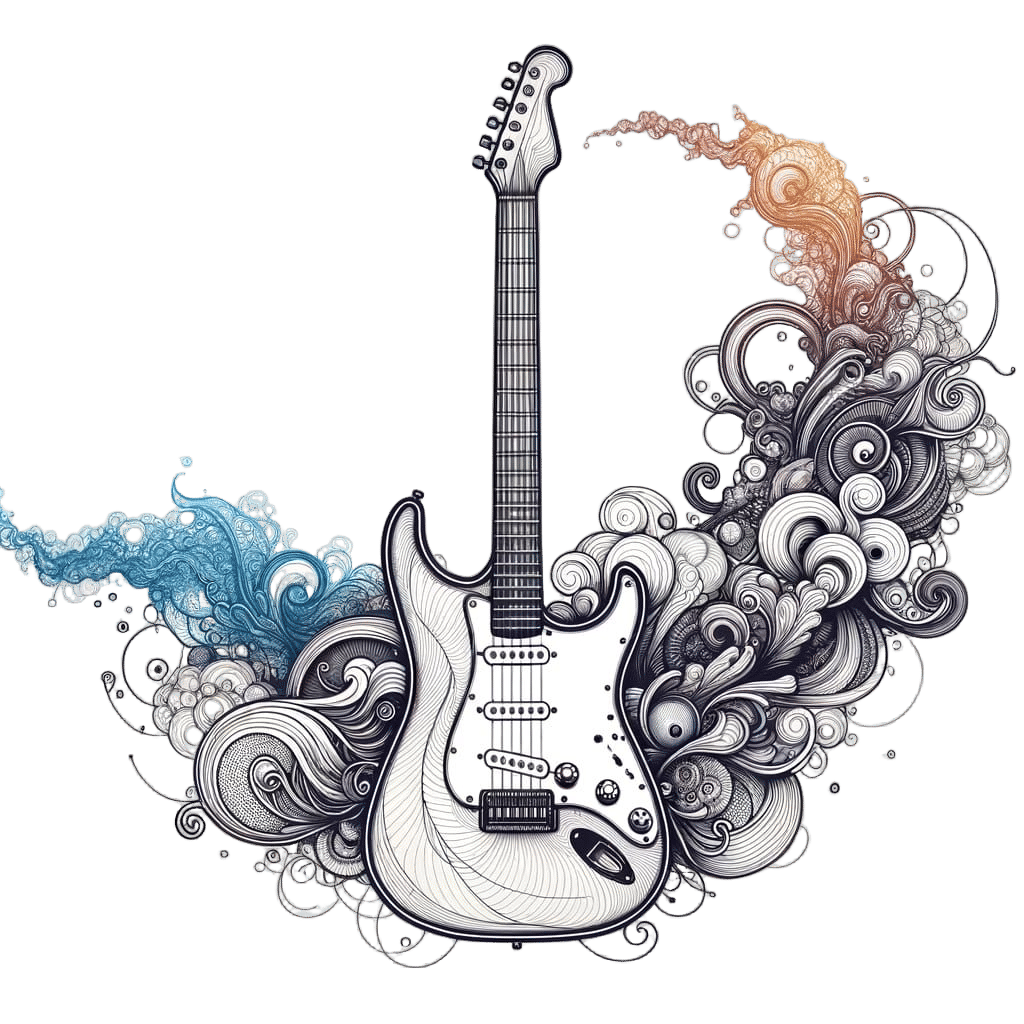 Clean Minimalist Electric Guitar Line Drawing