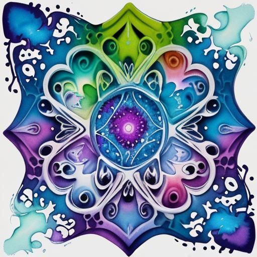 Colorful Amoeba in Watercolor Graffiti Style